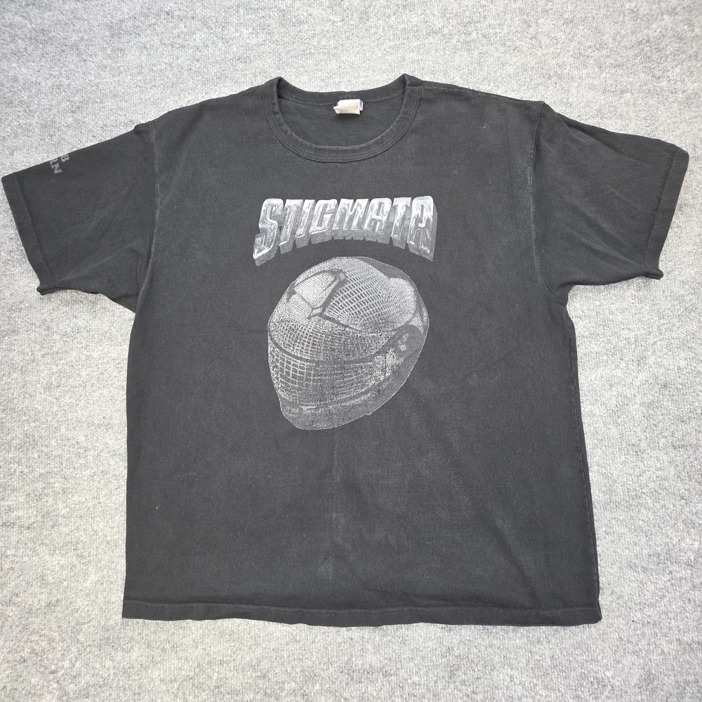 Fencing T-Shirt Men's XL Black Graphic STIGMATA Champion Die 2B Reborn Faded